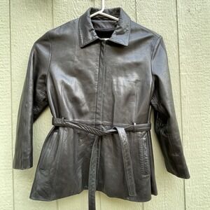 Vintage Sea Dream Leather Jacket Mens XXL Black Pocket Zip Removable Vest *Flaw*